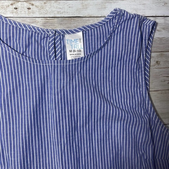 STRIPED Sleeveless Peplum Top Medium - Picture 3 of 5